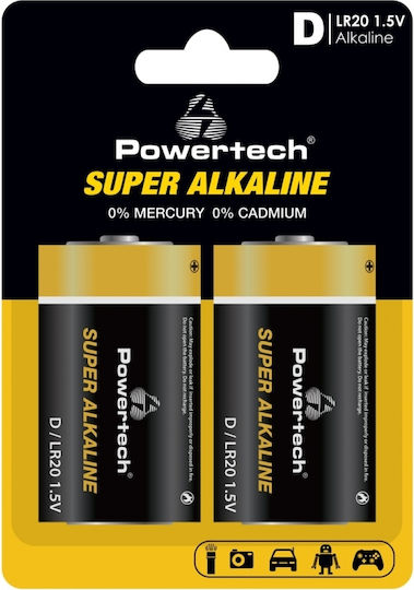 Powertech Super Алкални Батерии D 1.5V 2бр