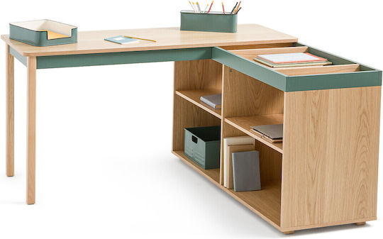Ecke Schreibtisch Holz Grün 150x140x76cm