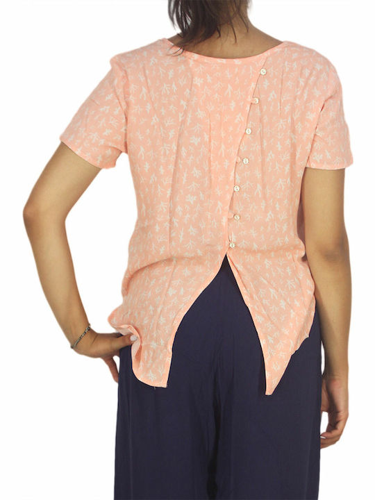 Paramita Damen Bluse mit Knöpfen Coral