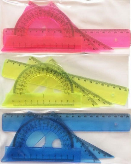 Exas Paper Set of 4 Geometric Instruments Plastic Transparent (Μiscellaneous colours)