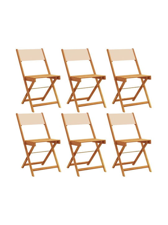 Outdoor Chair Wooden Beige with Cushion 6pcs 37...