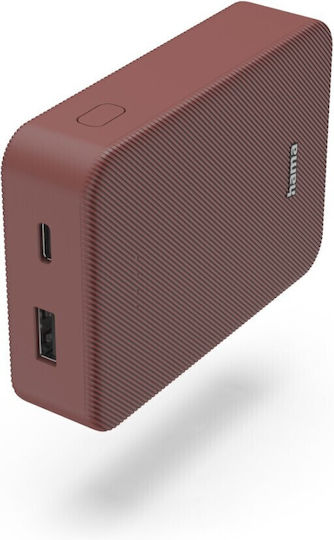 HAMA Colour 10 Power Bank 10000mAh με Θύρα USB-A και Θύρα USB-C Κόκκινο