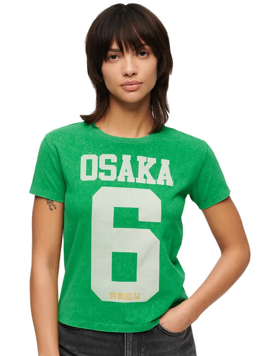 Superdry Graphic Fitted Damen Bluse Gag/oregon Green