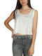 Γυναικείο Crop Top Αμάνικο Κρεμ (Cream)