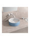 Karag Aufgesetztes Waschbecken Porzellan 35x35x12cm Bianco-azzurro Opaco