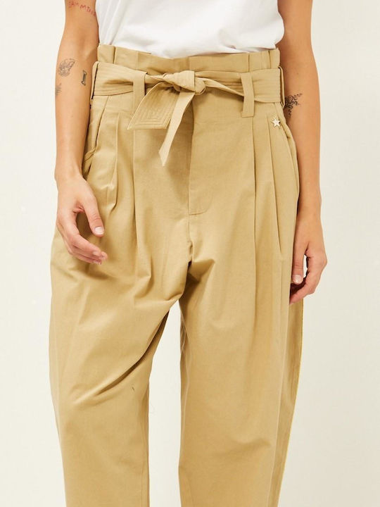 Souvenir Women's Fabric Trousers Beige