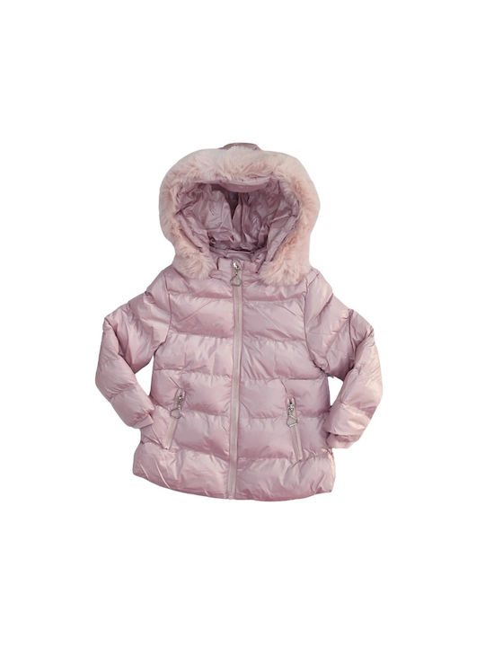 Baby Train Kids Quilted Jacket with Lining & Hood Pink