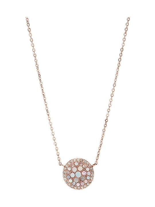 Fossil Vintage Glitz Κολιέ με Ροζ Επιχρύσωση