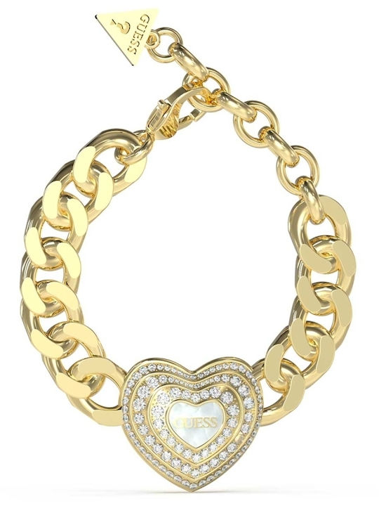 Guess Bracelet made of Steel Gold Plated with Pearls