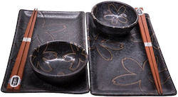 Sushi Set Porcelain Black 6pcs