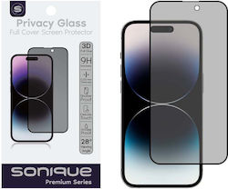 Sonique 3D 0.33mm Vollkleber Privatsphäre Vollflächig gehärtetes Glas 1Stück Schwarz (iPhone 14 Pro)