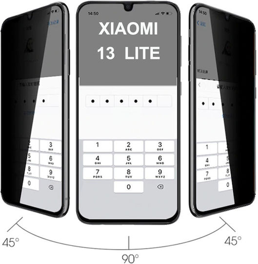 0.3mm Privacy Full Face Tempered Glass Black (Xiaomi 13 Lite)