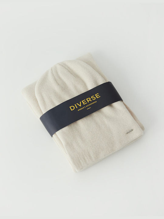 Diverse System Beanie Unisex Beanie Knitted in White color