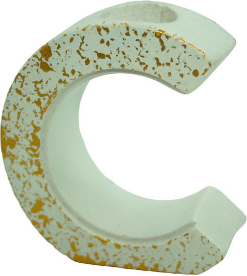 Ceramic "c" Shape Wedding Favor Tube White-Gold Color 10cm M30031s