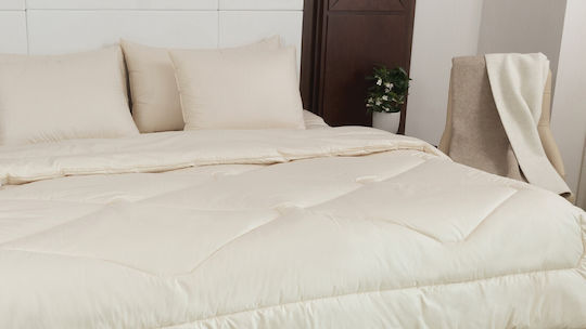 Valeria Home Einzelne Wollene Steppdecke 160x220cm Merino Sommer 200 GSM
