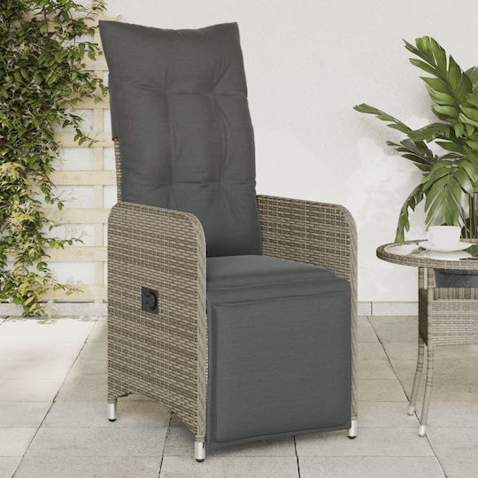 Outdoor-Sessel Rattan Grey mit Kissen 54.5x58.5x92εκ.