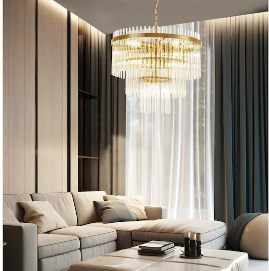 Viokef Sabrina Pendant Light Gold with Crystals for Socket E14, E.14 450x91cm
