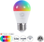 GloboStar Smart Λάμπα LED 5.5W για Ντουί E27 και Σχήμα G45 Ρυθμιζόμενο Λευκό 550lm Dimmable