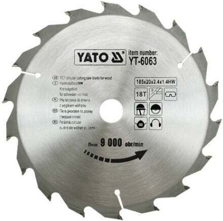 Yato Δίσκος Κοπής Ξύλου με 18 Δόντια 185mm