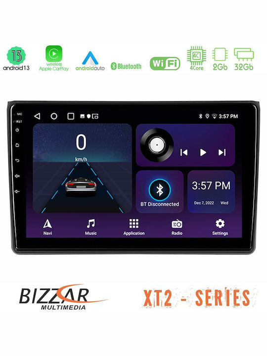 Bizzar Sistem Audio Auto 2DIN (Bluetooth/USB/WiFi/GPS/Apple-Carplay/Android-Auto) cu Ecran Tactil 9"