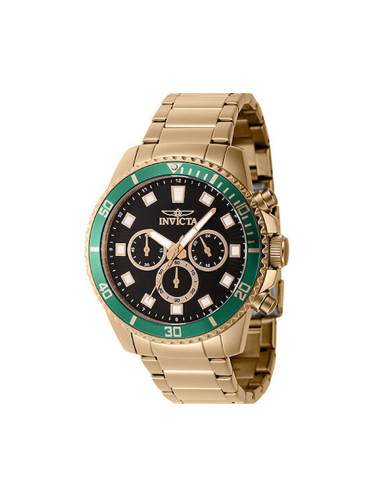 Invicta Pro Diver Watch Chronograph Battery with Gold Metal Bracelet
