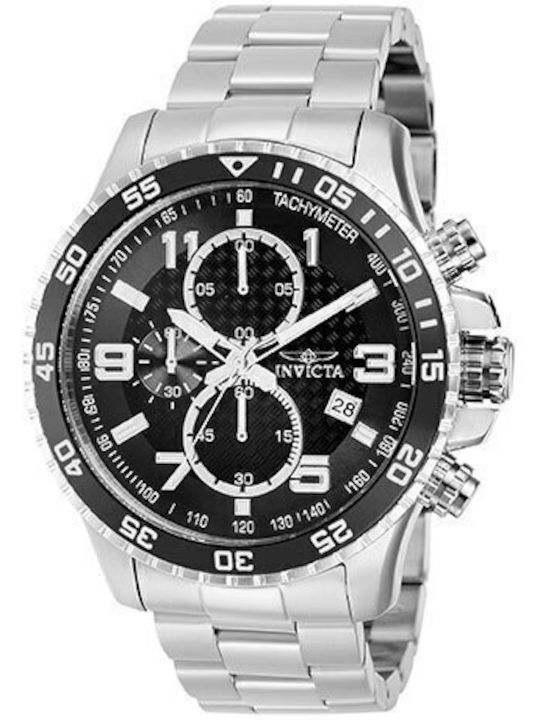 Invicta Specialty Ανδρικό Ρολόι 45mm Χρονογράφος Μπαταρίας με Ασημί Μεταλλικό Μπρασελέ
