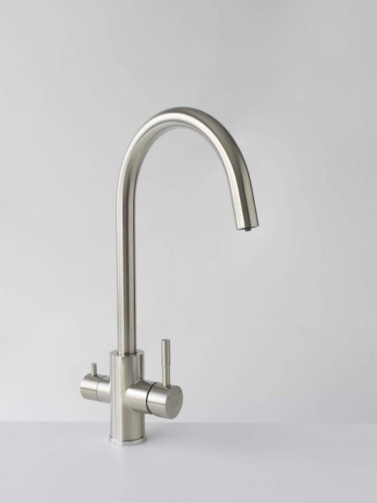 Tall Kitchen Faucet Counter Inox Silver
