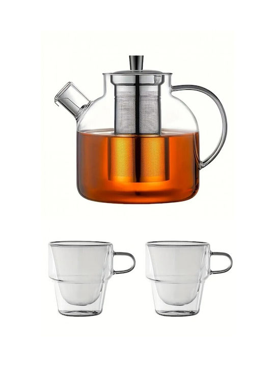 Set de Ceai cu Cană Din sticlă Transparent 1000ml 3buc