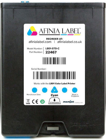 Afinia L801-STD-C Γνήσιο Μελάνι Εκτυπωτή InkJet Κυανό (22467)
