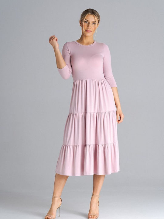 Figl Dress with Ruffle Pink