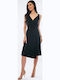 Summer Midi Evening Dress Wrap Black