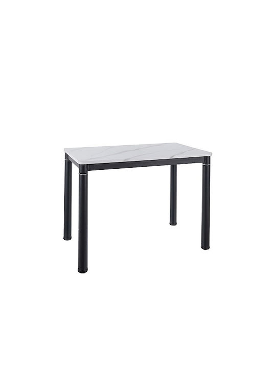 Damar Table Wooden with Metal Frame Biały Efekt Marmuru / Czarny Mat 100x60cm