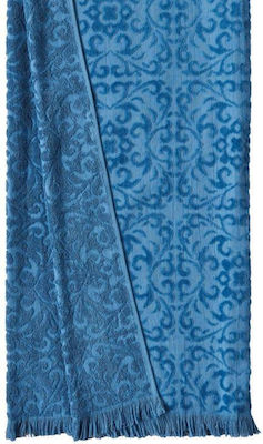 Kentia Beach Towel Pareo Blue with Fringes 180x90cm.