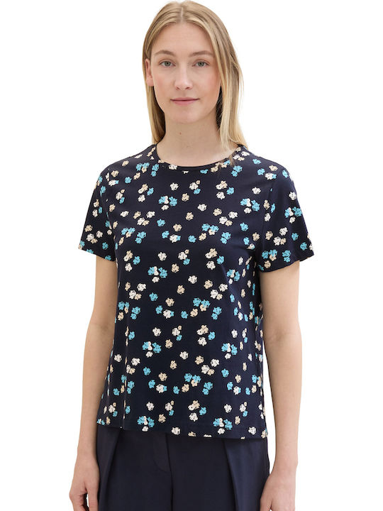 Tom Tailor Women's Blouse Floral Navy Blue