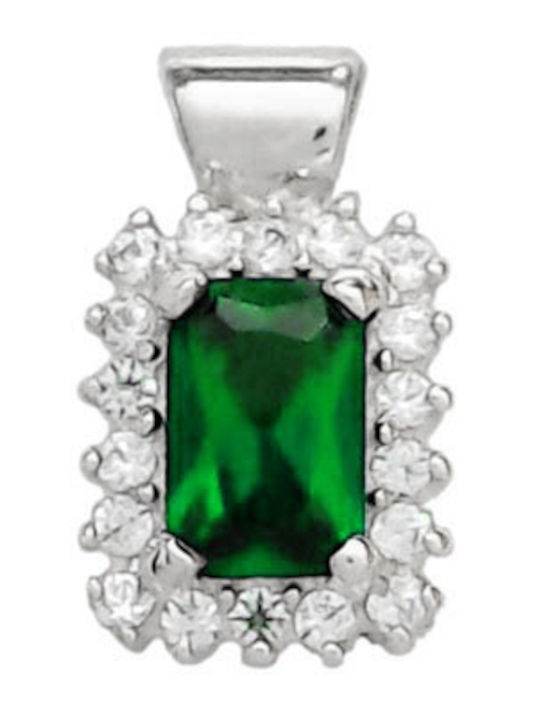 Daskalakis Charm Rosette aus Weißgold mit Zirkon Grün