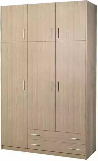 Τρίφυλλη Ντουλάπα με 2 Συρτάρια Μπεζ 110x50x240cm Τρίφυλλη Ντουλάπα με 2 Συρτάρια Μπεζ 110x50x240cm