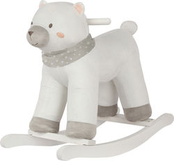 Kikka Boo White Bear Wooden Rocking Toy Bear for 18+ months with Max Load Capacity 30kg White
