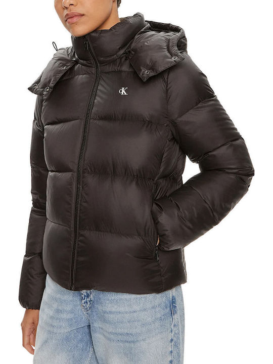 Women's Short Puffer Jacket for Winter Black
