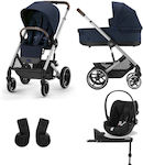 Cybex Balios S Lux Adjustable 3 in 1 Baby Stroller Suitable for Newborn Silver-Ocean Blue 11.7kg