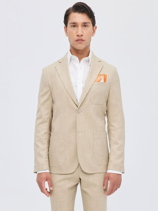 Beige Stretch Slim Fit Suit Aristoteli Bitsiani