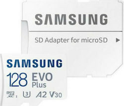 Samsung Evo Plus microSDXC 128GB Klasse 10 U3 V30 A2 UHS-I mit Adapter