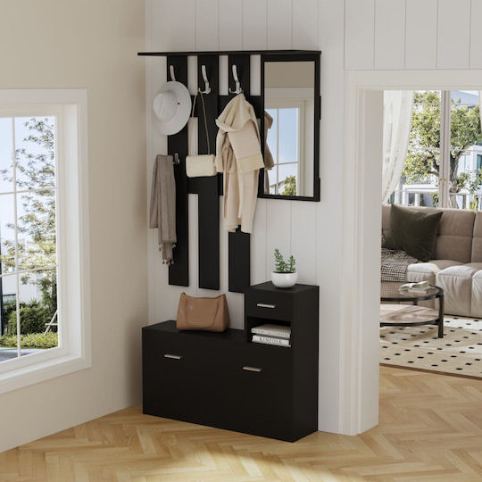 Eingangsmöbel mit Spiegel / Garderobe & Schuhschrank Melamine In Wenge 90x24x190cm Eingangsmöbel mit Spiegel / Garderobe & Schuhschrank Melamine In Wenge 90x24x190cm