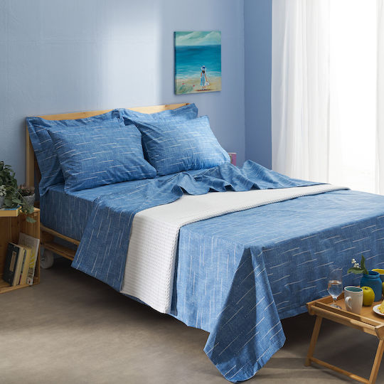 Charalambidis Textiles Покривало Кингсайз от Памук & Полиестер Синьо 220x230см