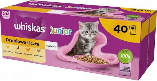 Whiskas Wet Food for Young Cats in Cans with Poultry 40x85gr