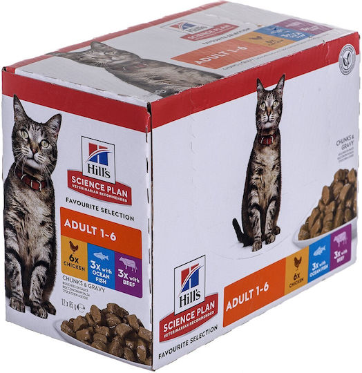 Hill's Feline Υγρή Τροφή για Ενήλικες Γάτες σε Φακελάκι με Κοτόπουλο 12x85gr