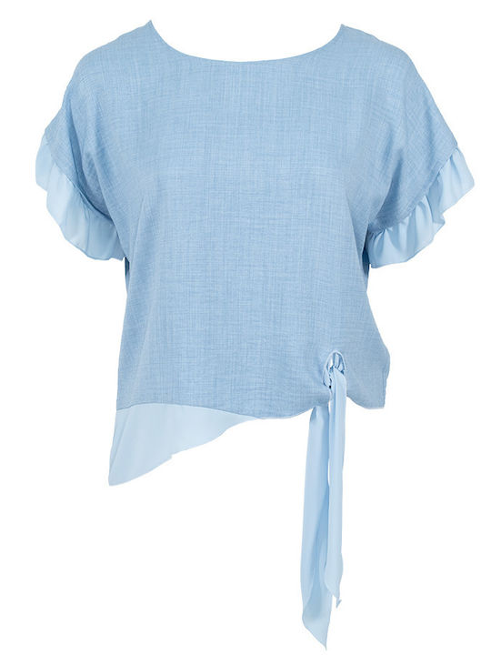 Didone Women's Blouse Short Sleeve blue