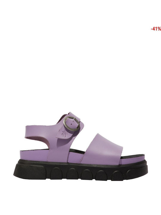 Fly London Leather Women's Sandals Purple