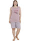 Women's Cotton Sleeveless Pajama Shorts 10319 Purple