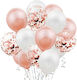 Set 15 Party Balloons Flippy Rose Gold White 30 Cm