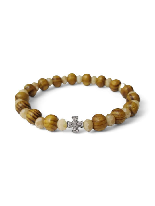 Wooden Bead Crystal Bracelet